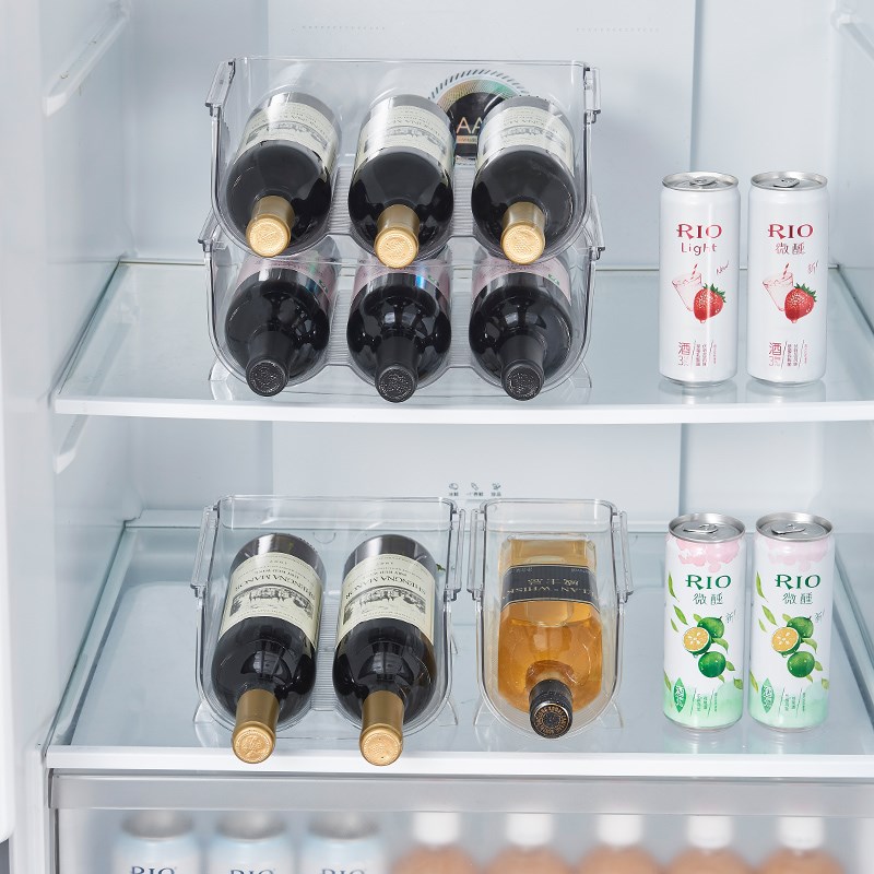 厨房冰箱红酒收纳架置物架家用啤酒饮料储物盒子可叠加透明收纳盒 - 图1