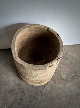 极速老物件风化木木桶侘寂风空间装饰摆L饰一木整挖老东西摆件