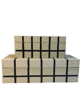 现代新中式样板间展厅软s装饰品摆件木质格子纹首饰盒衣帽间装饰