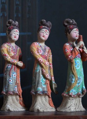 仿古唐俑复古摆件家居电视柜酒A柜装饰古玩古物陶器影视道具艺术