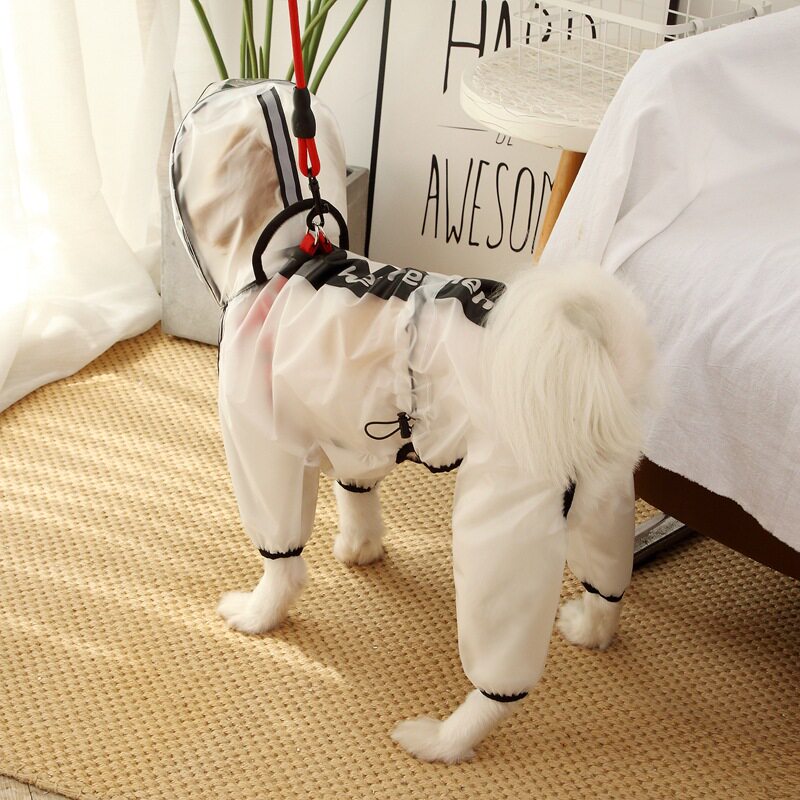 Dog four-legged waterproof all-inclusive transparent raincoat