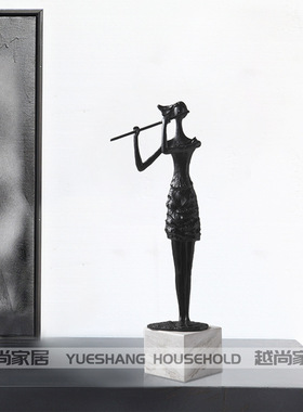 铸铁雕塑软装饰j品后北欧轻奢样板房间玄关家居摆件金属铸铁摆设