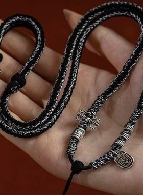 极速纯手c工西藏风编织天珠蜜蜡唐卡佛牌手搓棉线珠珠吊坠配饰挂