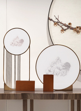 极速新中式创g意屏风插花摆件禅意茶室会议室客厅电视柜餐桌玄关