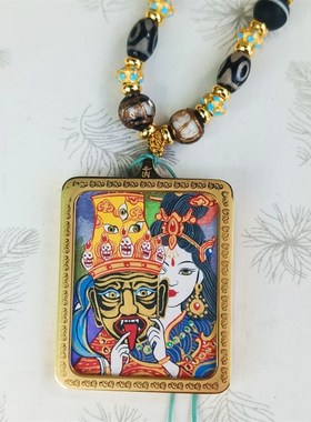 极速西藏青海f热贡纯手工绘扎基拉姆前世今生财神唐卡佛牌吊坠嘎