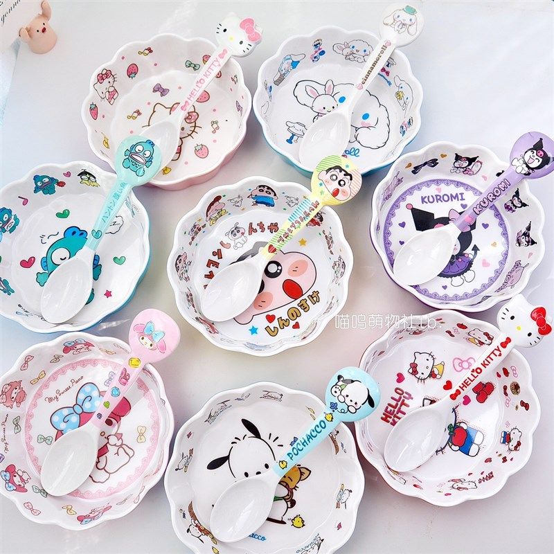 库洛米可爱密胺餐具家用儿童防摔防烫碗勺宝宝早餐碗玉桂狗酸奶碗,淘宝优惠券,粉丝福利购,淘宝优惠卷