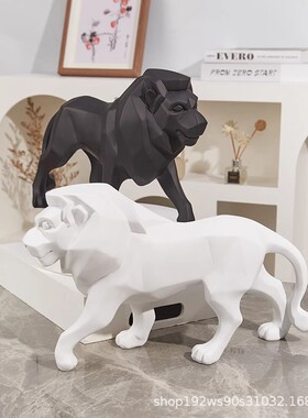 高档狮子摆件客厅酒柜电视柜抽象动物雕塑艺术现代简约树脂工艺品