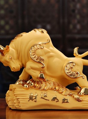 金牛摆件牛气冲天十二生肖牛运势如E虹招财吉祥物工艺品办公室客