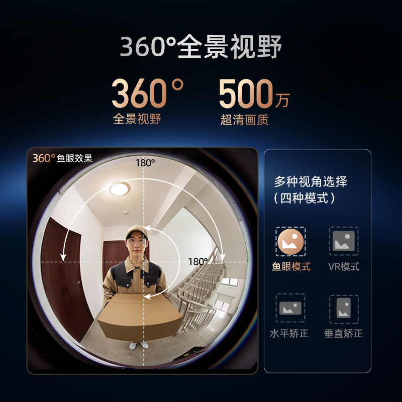 360可视门铃6Pro智能家用电子猫眼门口无线监控360度全景3K画质 - 图0