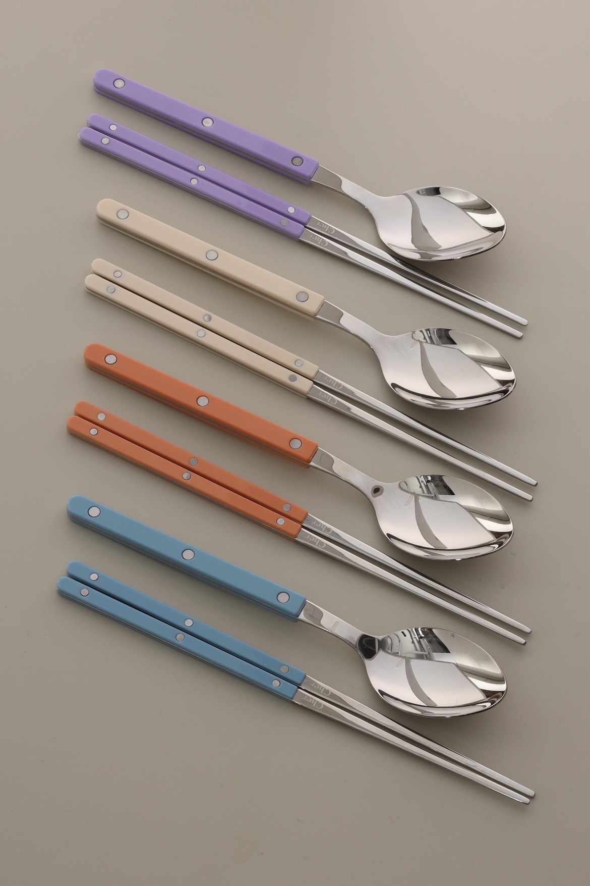 【韩国原单】Cher食品级304不锈钢夹柄筷子+餐勺组合ins风西餐具,淘宝优惠券,粉丝福利购,淘宝优惠卷