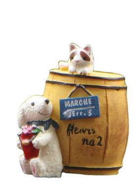 小清新韩版创意小狗酒桶猫咪苔藓多肉花插插件道具 拍摄道具