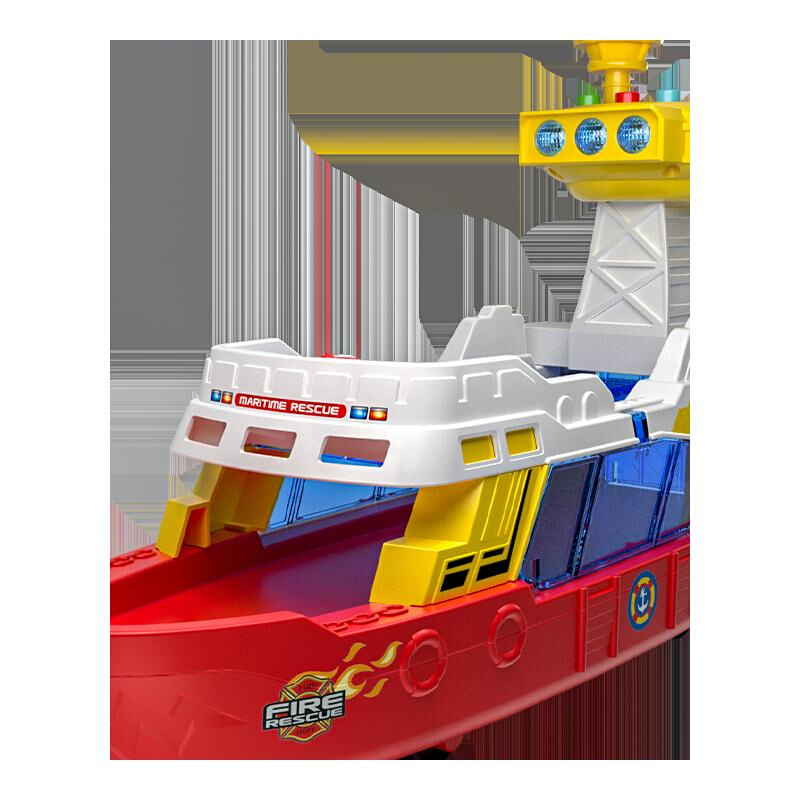 大型轮船模型声光船舰艇儿童玩具惯性滑行合金小汽车可收纳男女孩-图3