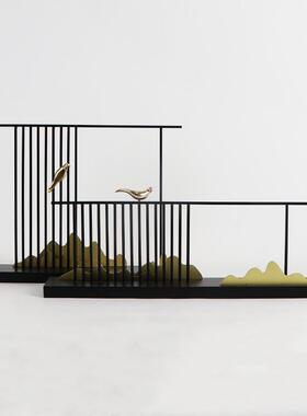 新中式创意铁艺摆件居家客厅玄关工艺品会所酒店软装室内酒柜装饰