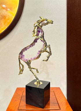 轻奢高档马到成功摆件客厅办公室玄关电J视柜酒柜家居装饰品乔迁