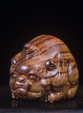 海南黄花梨谛听木雕手把件孤品