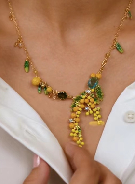 法国珐琅首饰品普罗旺斯系列硕果累累橘子甜橙薰衣草知了项链