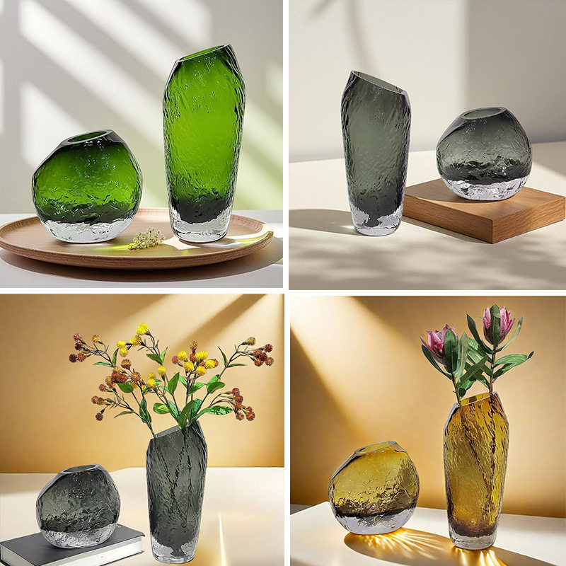 轻奢创意浮冰艺术花瓶摆件客厅插花样板间玄关装饰琉璃花瓶花器,淘宝优惠券,粉丝福利购,淘宝优惠卷
