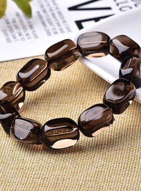 新品天然白水晶随形手链茶水晶方块不定型手串男士水晶手链礼物饰