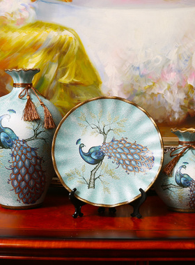 客厅陶瓷a三件套创意艺术工艺品结婚礼物电视柜家居装饰品摆件欧