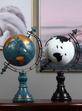 美式北欧地球仪装饰品欧式创意小书房酒柜摆件办公室家居客厅摆设