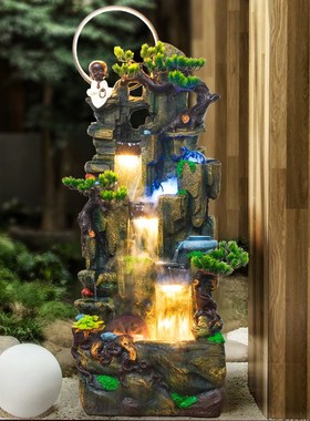 流水摆件假山喷泉流水生财循环水招财客厅庭院落地鱼缸景观水幕墙