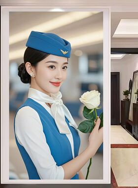 职业装温婉美丽空姐卧室墙上装饰画出租屋宿舍美化防水海报自贴画
