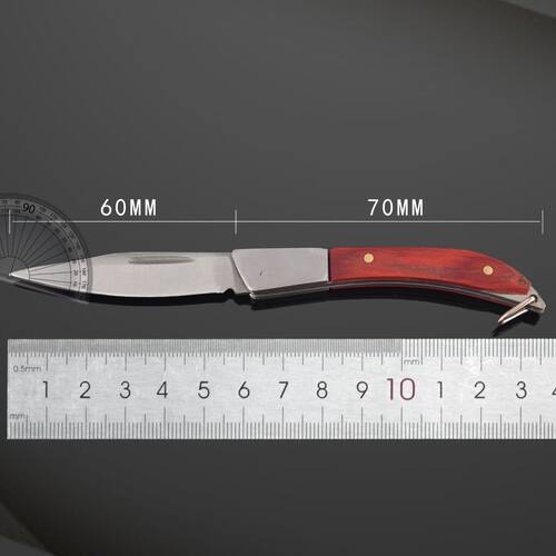 高档檀木家用折叠小刀户外便携随身携带切水果迷你小刀钥匙扣 - 图2