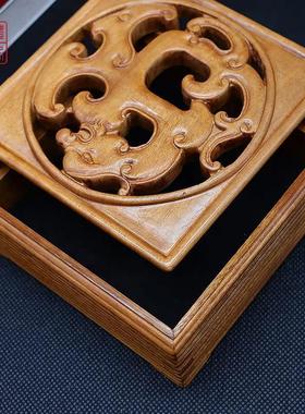 金丝楠木盘香盒中式香盒实木盘香盒雕龙熏香炉中式原木香盒