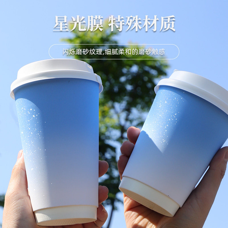 Disposable milk tea cup with lid for commercial use and customizable