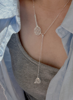 独特款式运动风小众设计感羽毛球抽拉项链女韩式风百搭简约锁骨