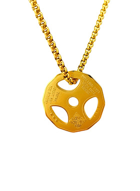 欧美新款杠铃哑铃片配饰新品不锈钢项链男士吊坠跨境饰品颈链