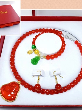 仿珍珠天然玉项链妈妈链套链礼盒装母亲节礼物