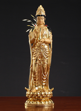 极速台湾铜雕贴j金阿弥陀佛观音菩萨大势至菩萨家用供西方三圣佛