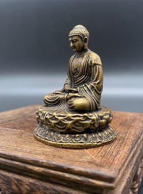 极速实心纯黄铜办公桌面小摆件莲花佛祖古铜茶宠工艺礼Y品摆饰礼