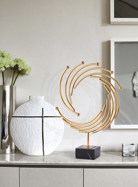 极速欧式c样板间摆件简约时尚精美旋转花铁艺摆件电镀拉丝防锈防