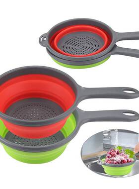 极速Foldable Sillicone Colander Fruit Vegetable Washing Bask