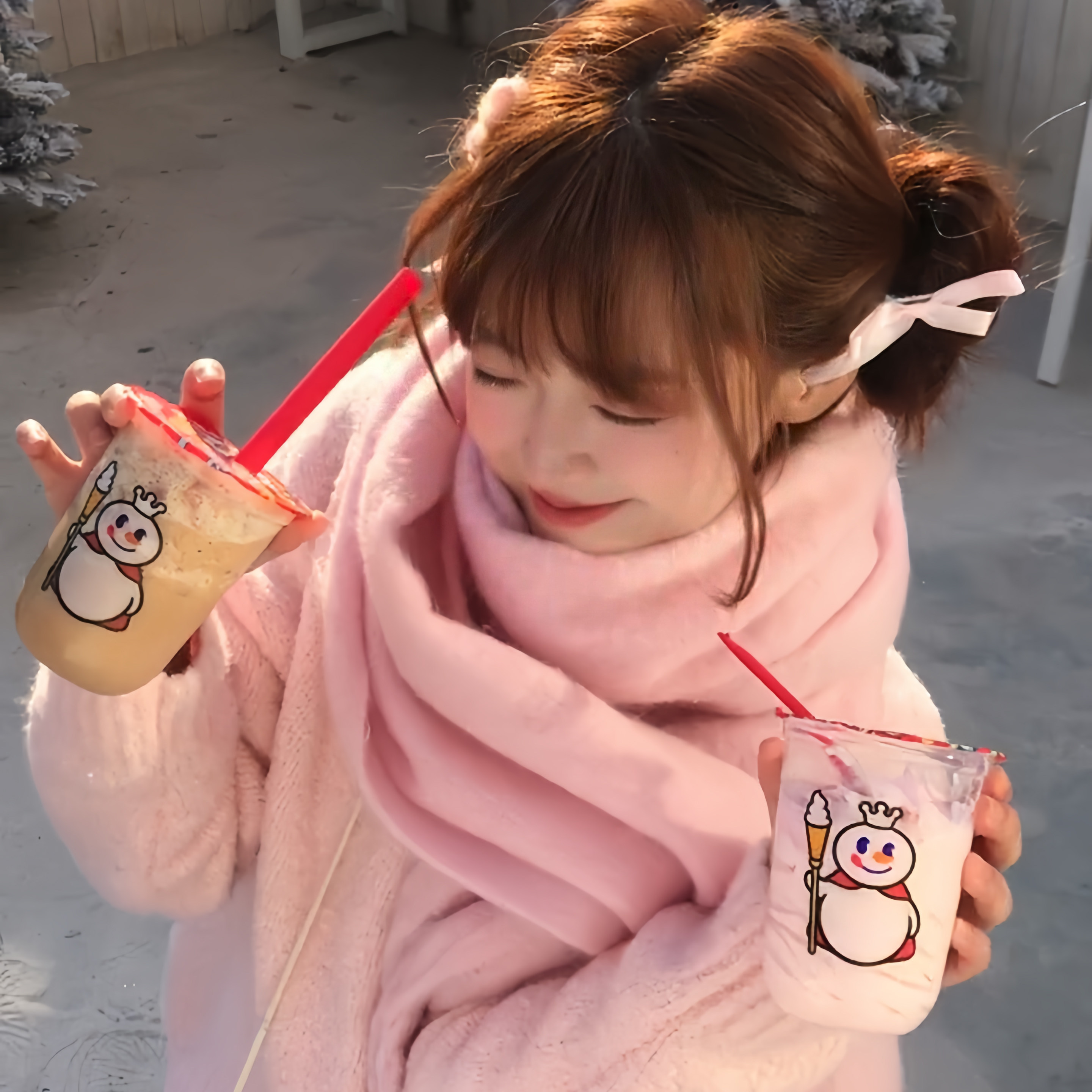 冬日序章 韩系氛围感粉色针织围巾2025新款保暖百搭纯色情侣围脖,淘宝优惠券,粉丝福利购,淘宝优惠卷