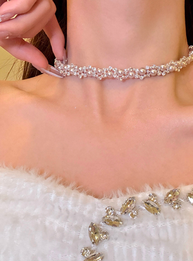 罗曼千金珍珠锆石choker项链