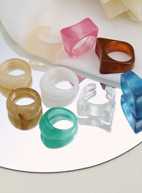 热销创意复古彩色树脂戒