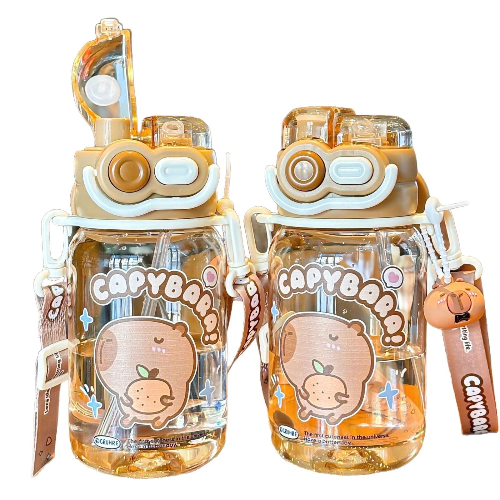 卡皮巴拉水杯儿童上学专用2025新款双饮吸管杯子小学生幼儿园水壶 - 图3