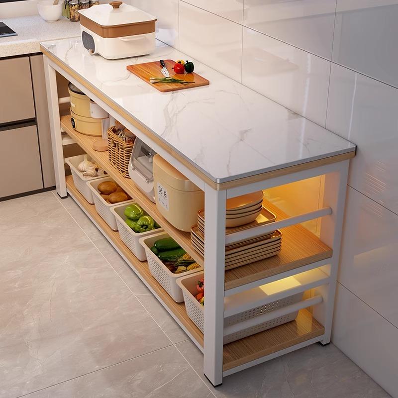 岩板厨房置物架落地多层收纳窄架切菜桌子备餐工作台多功能餐边柜