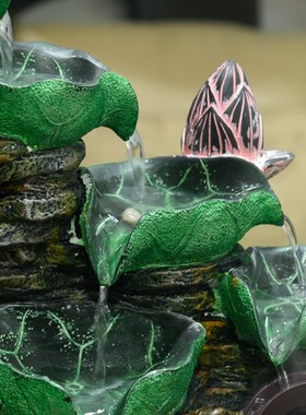 假山流水景观喷泉k水车风水轮招财转运球桌面装饰开业礼物大气摆