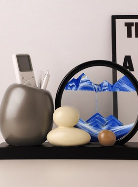 时来运转流沙画笔筒m摆件办公室桌面创意轻奢高级感毕业礼物送老