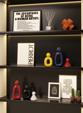 多巴胺抽象艺术人物情绪治愈桌面陈列柜摆K件电视柜玄关小众高级