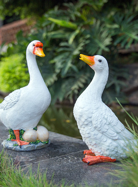 花园装饰 庭院摆件户外园艺装饰摆件仿真K动物树脂鸭子仿真鹅摆件