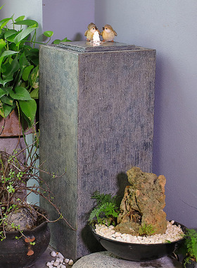 现代简约招财复古落地陶罐造景装饰酒店会所客厅循环流水景观摆件