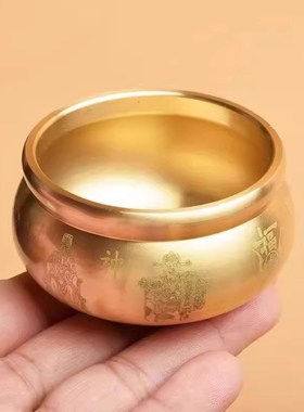 铜制聚宝盆黄铜财神聚宝盆摆件五路财神聚宝盆小号家居.客厅办公