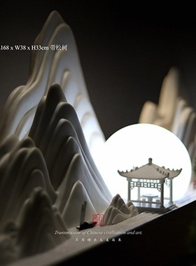 意在枯山水摆件 陶瓷假山微景观书房客厅笔架茶席新中式创意茶室