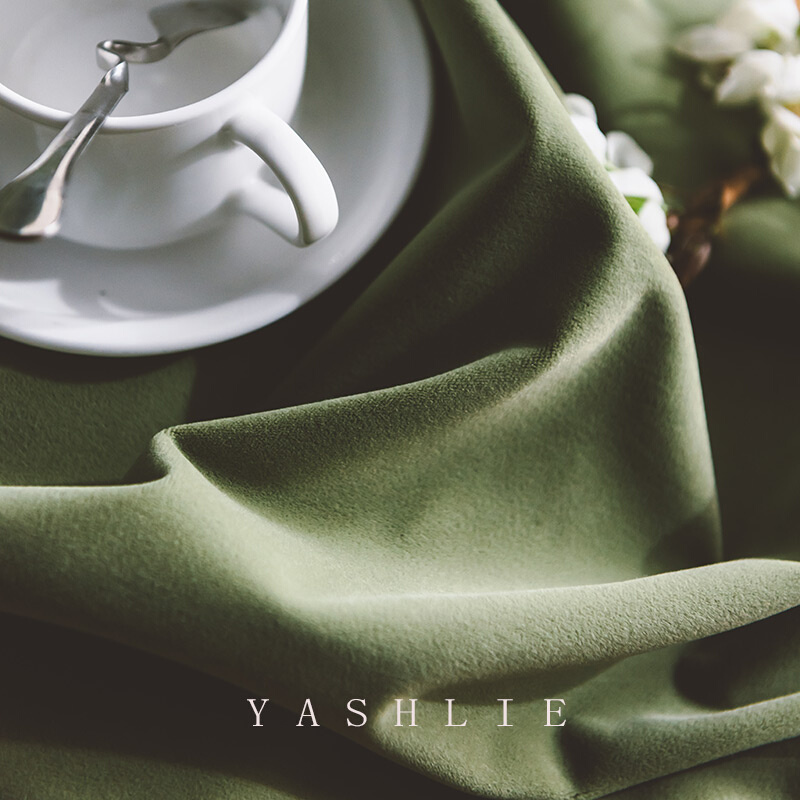 YASHLIE | GAO级感橄榄绿丝绒窗帘试衣间门帘遮光隔断现代轻奢风 - 图2