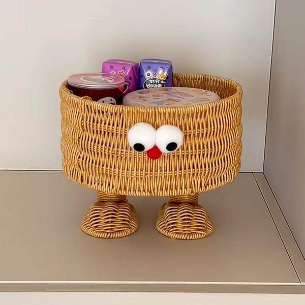 可爱藤编收纳筐桌面收纳盒杂物整理盒高级感客厅茶编织几篮子高档,淘宝优惠券,粉丝福利购,淘宝优惠卷